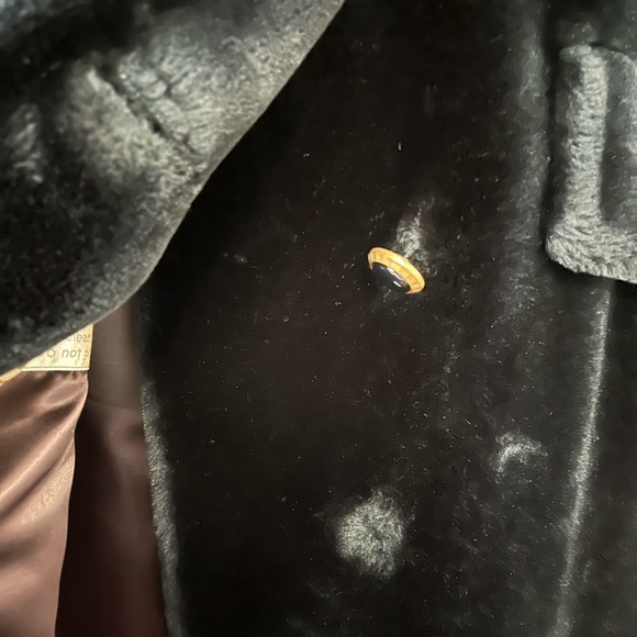 Vintage Brells Downtown Black Faux Fur Elegant Long Line Collared Winter Coat - Picture 10 of 10